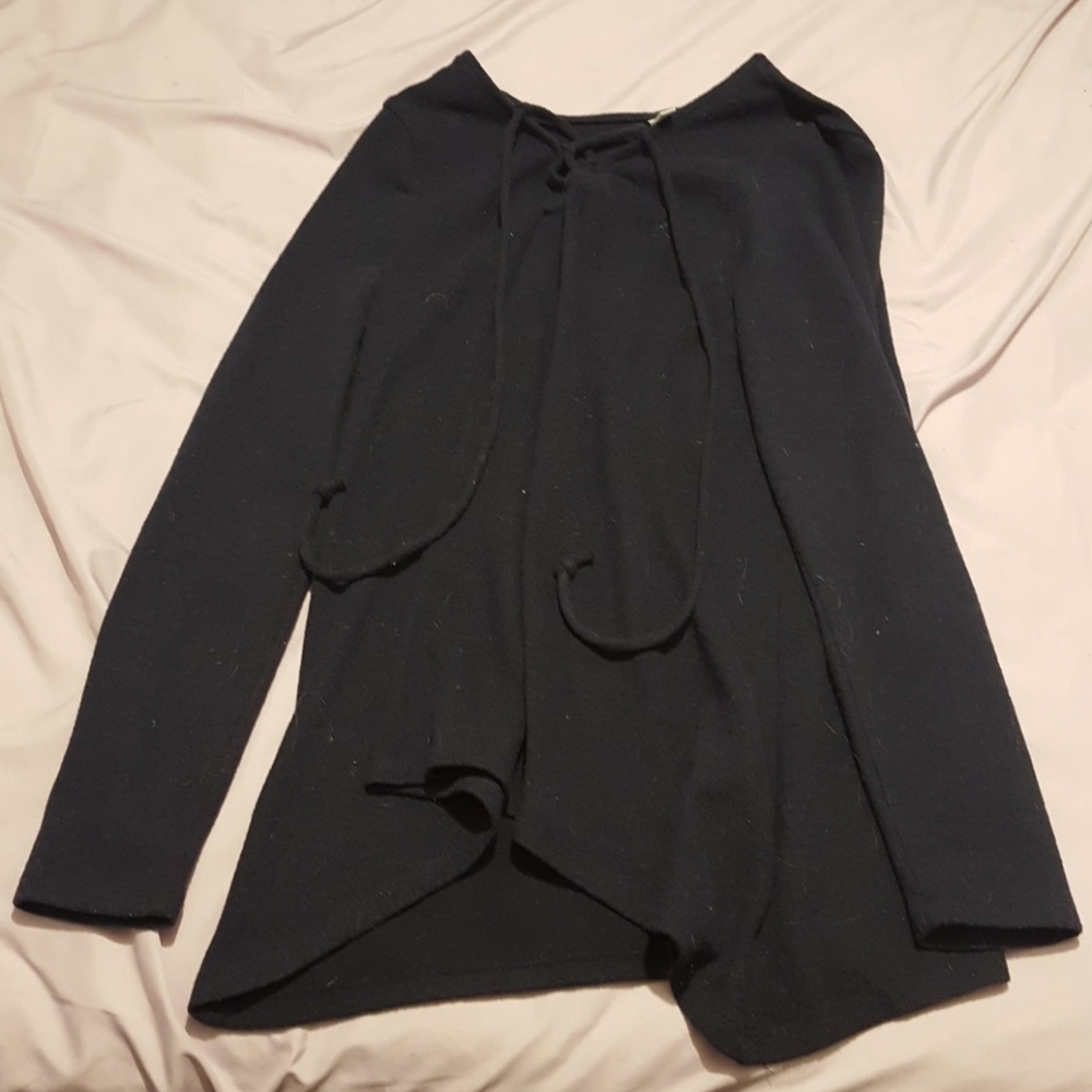 Navy Blue Laceup Sweater